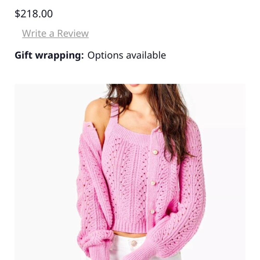 XS Zabrina Pink Cardigan and Tank Set